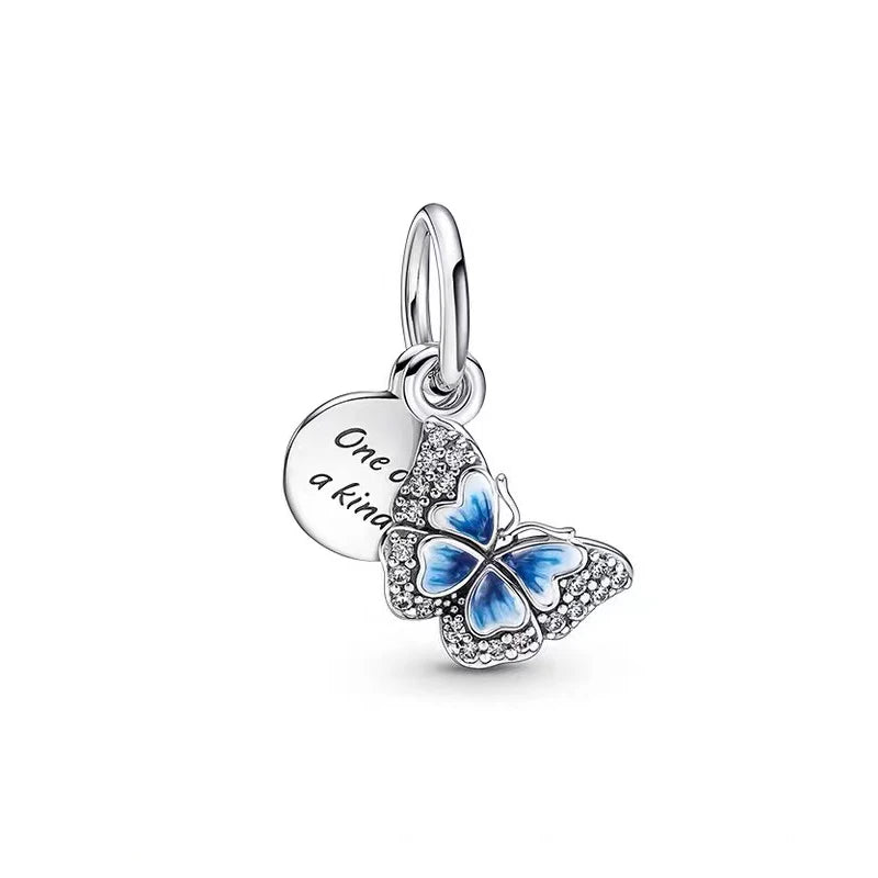 925 Silver Plated Colorful Accessories Jewelry Women Murano Glass Pink And Blue Sea Turtle Dangle Charm Fit Brand Bracelet