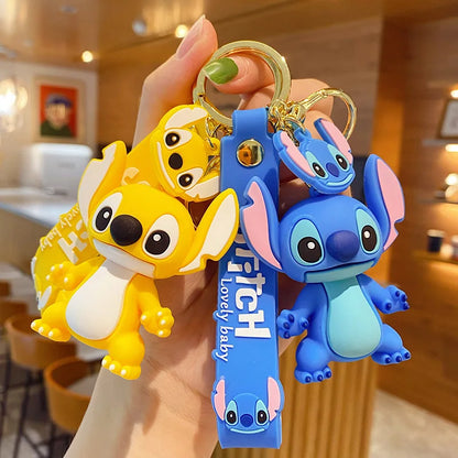 New Anime Disney Keychain Cartoon Mickey Mouse Minnie Lilo & Stitch Cute Doll Keyring Ornament Key Chain Pendant Kids Toys Gifts