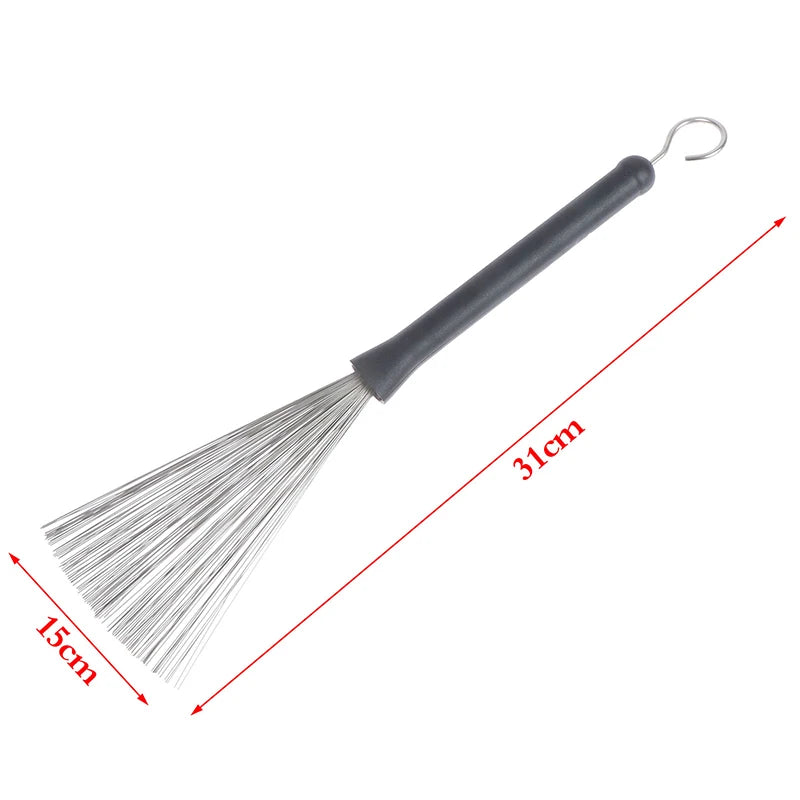 Newly Metal Wire Drum Brushes Cleaning Tool Portable Jazz Musical Retractable Sticks Drum Brushes