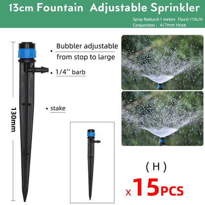 15PCS Gardening Watering Drip 13CM Stake Emitters Sprayer Vortex Sprinkler fit 4/7mm Hose Agriculture Irrigation Misting Nozzles