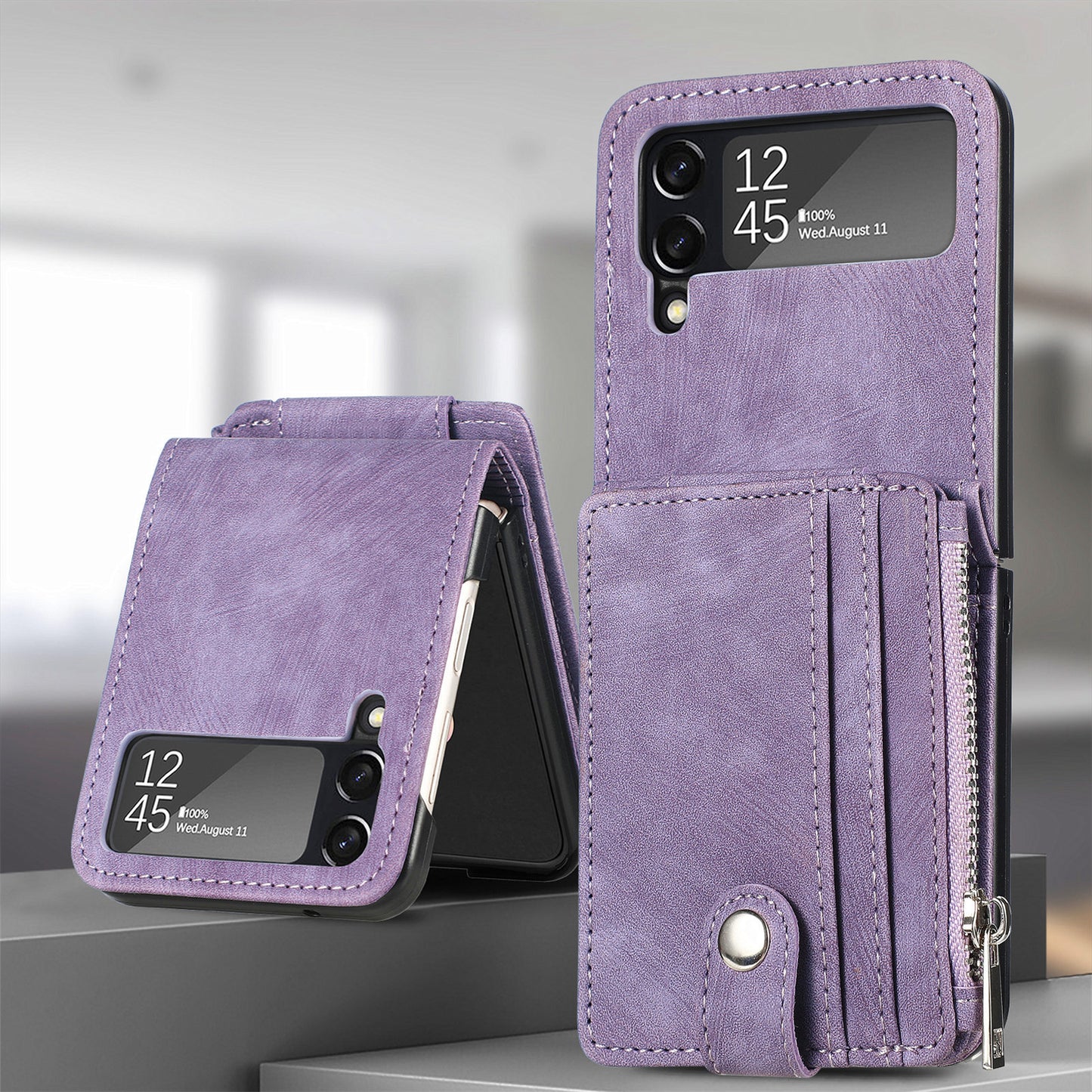 Suitable for Samsung Galaxy Z Flip4 folding phone case zipper card insertion protective cover Z Flip3 flip cover