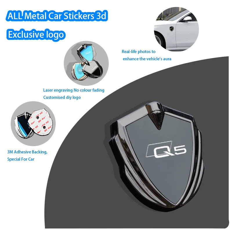 For Audi Q5 FY 8r Key Case Key Cover headlights carplay Car Body Metal Shield Decorative Sticker Modification Badge Accessories