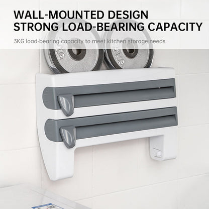 3-in-1 Wall Kitchen Roll Holder, with Upgraded Magnetic Suction Cup, for Foil, Cling Film, and Aluminium Foil Dispensing