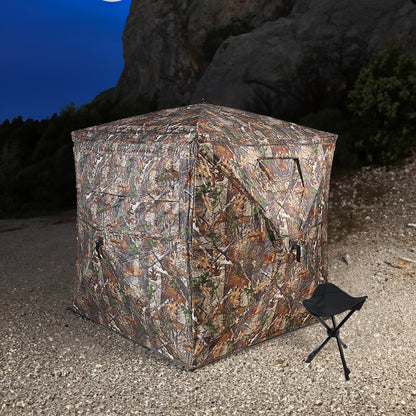 Outdoor See-Through Camouflaged Hunting Blind - Pop-Up Camo Tent for Hunting