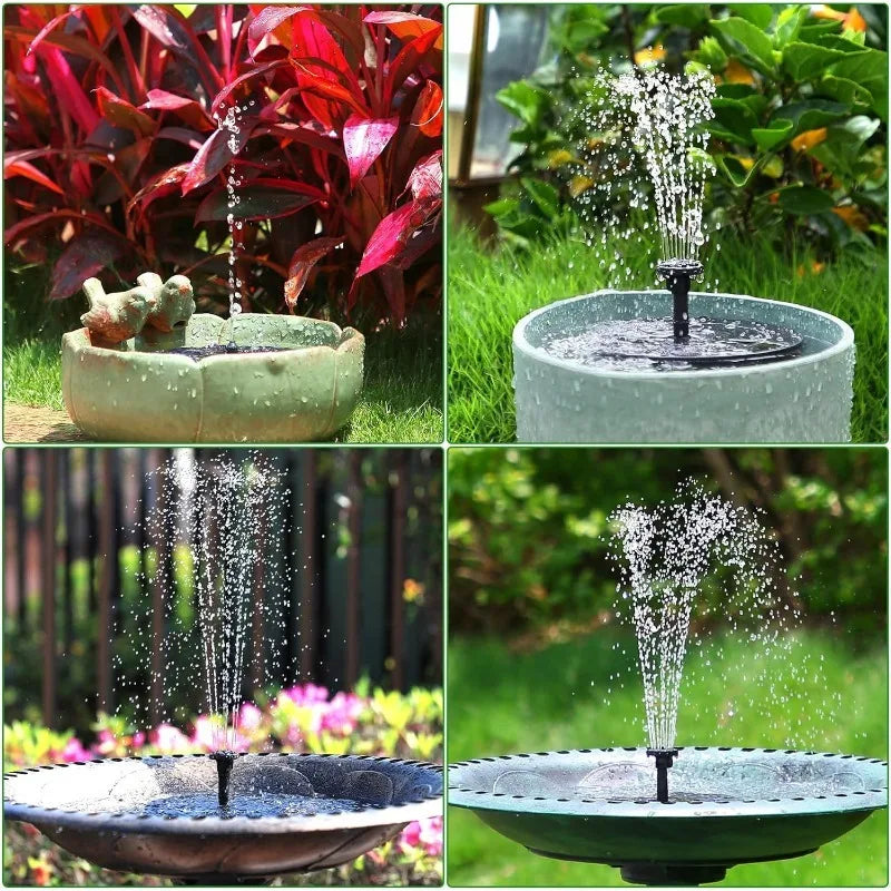 1W/1.5W/2.5W Outdoor Solar Fountain Suitable for Garden Pond Solar Fountain Pump Kit with 6 Nozzles for Garden Decoration