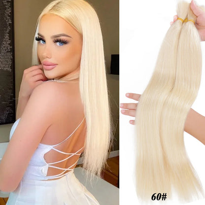 100% Real Human Hair Bulk Blonde no Weft Honey Hair Bulks Vietnamese Virgin Hair Straight Weaving Hair for Braiding