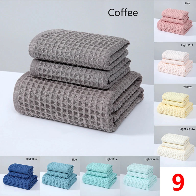 2/4 Pcs 100% Cotton Bath Towel Set for Adult Children High Quality Waffle Towel Soft Highly Absorbent Home Bathroom Washcloth