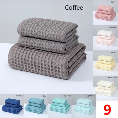 2/4 Pcs 100% Cotton Bath Towel Set for Adult Children High Quality Waffle Towel Soft Highly Absorbent Home Bathroom Washcloth