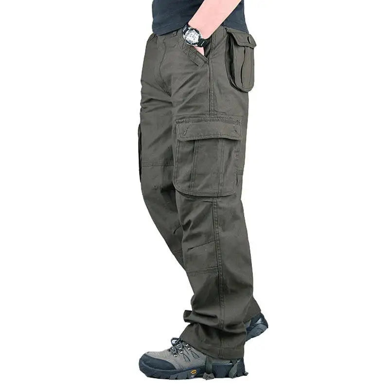 Men's Camo Pants Tactical Cargo Trousers Pure Cotton Overalls Camouflage Loose Work Wear Sports Climbing Sweatpants Heavy Weight