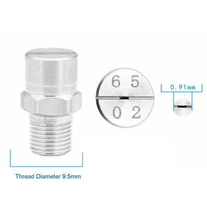 2Pcs High Pressure Stainles Steel Flat Nozzle Stainless Steel 1/8" Industrial V Jet High Pressure Fan Cleaning Nozzle 65 Degrees