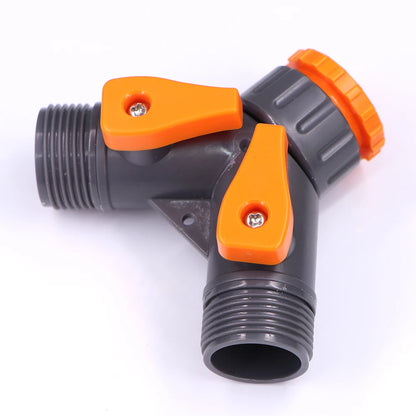 2-way 1/2" 3/4" Y-type Ball Valve Hose Adapter Tap Quick Connector for Garden Faucet Irrigation Pipe Tubing Fitting Stop Water