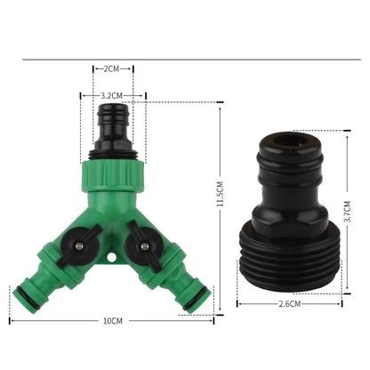 2 Way Garden Hose Splitter Garden Hose Connector with Faucet Watering Shut Off for Landscaping Flower Planting Irrigation