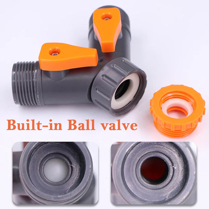 2-way 1/2" 3/4" Y-type Ball Valve Hose Adapter Tap Quick Connector for Garden Faucet Irrigation Pipe Tubing Fitting Stop Water