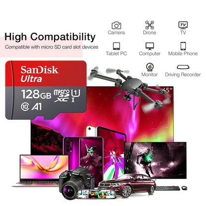 Sandisk Ultra A1 Micro SD Card 128GB Class 10 Flash TF Card 128GB Memory Card 128gb memoria disk for samrtphone + SD Adapter