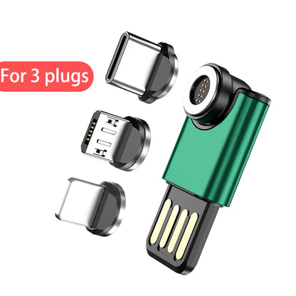 Melonboy 5Pin 540 Rotation Mini Magnetic Charger Usb Adapter Fast Charging Type C Micro Usb Charger for Samsung Huawei Xiaomi