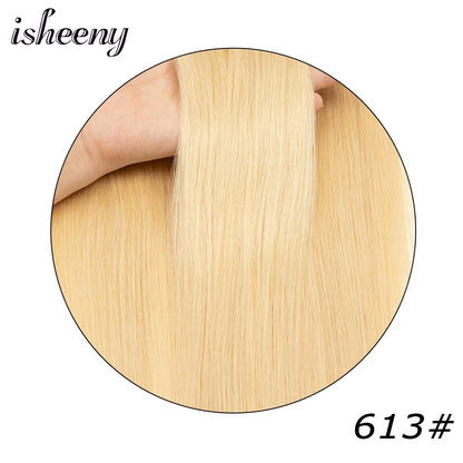 isheeny Invisible Clip in Hair Extensions Human Hair 12-22 inches 8pcs/set Natural Straight Clip Hair Pieces 100-120g Full Head