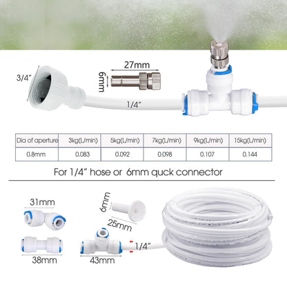 White 1/4" PE Hose 0.8mm 60W Self-Priming Pump Garden Misting Watering Irrigation Kits System Greenhouse Timer Automatic Sprayer