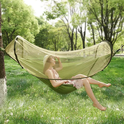 Folding Outdoor Hammock Swing Anti Rollover Two Person With Mosquito Net And Bracket Camping Outdoor Mosquito Prevention