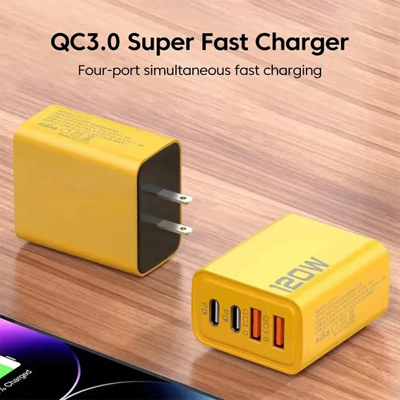 PD USB Type C Fast Charger 4Ports Quick Charging USB Phone Charger Adapter For iPhone Samsung Xiaomi Quick Charge Wall Charger