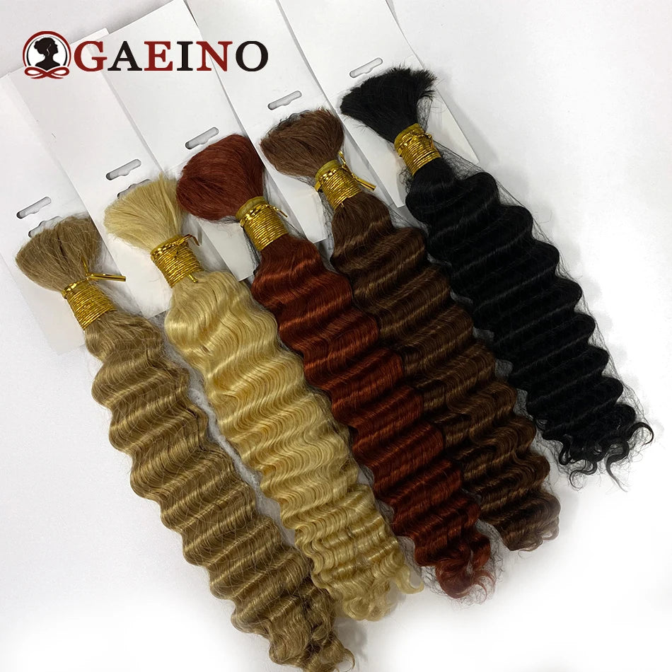 Deep Wave Bulk Hair Human Hair Braiding Color Natural Black No Weft Bulk Human Hair For Braiding Extensions Salon Quality 14-28"