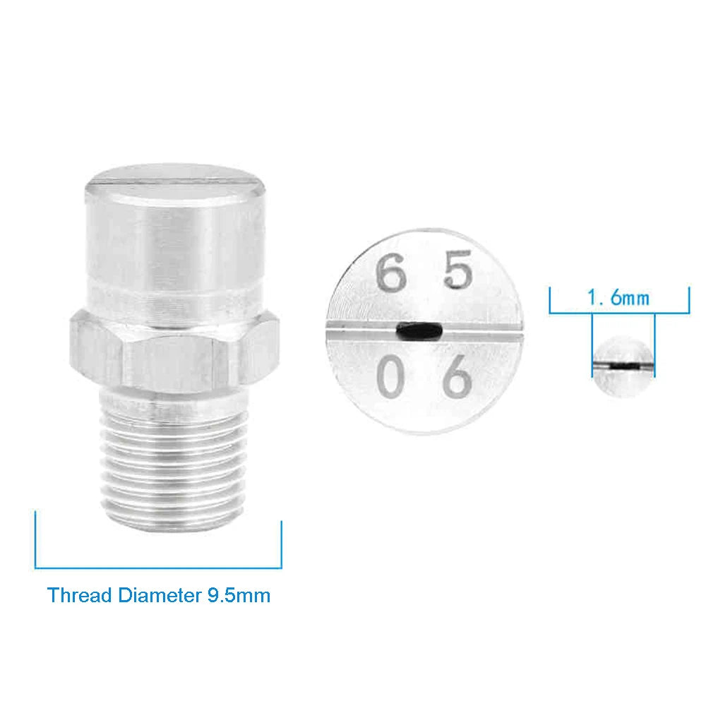 2Pcs High Pressure Stainles Steel Flat Nozzle Stainless Steel 1/8" Industrial V Jet High Pressure Fan Cleaning Nozzle 65 Degrees