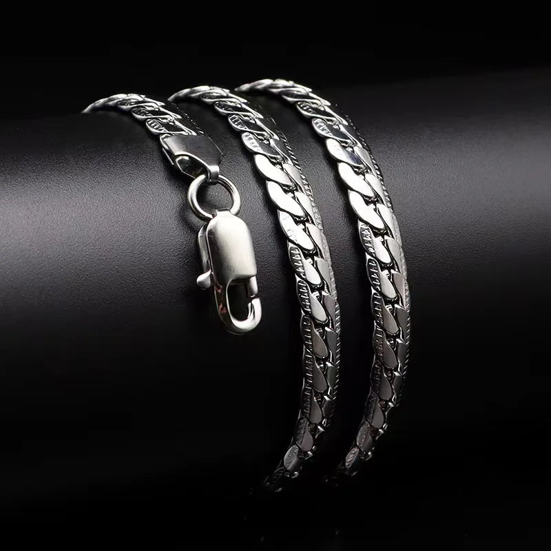 20-60cm Silver Color Luxury Brand Design Noble 5mm Necklace Chain For Woman Men Fashion Wedding Engagement Jewelry