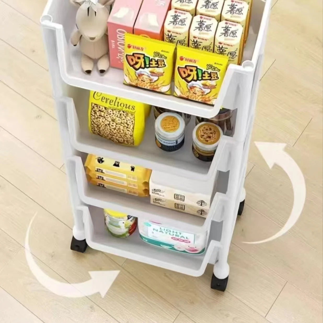 Mobile Storage Rack Trolley Multi-layer Kitchen Trolley Thicken Metal Cart Snacks Storage Rack with Wheels