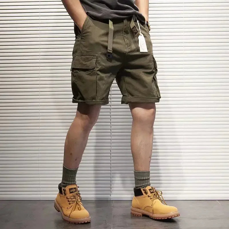 Mens Cargo Shorts With Draw String Hiking Combat Bermuda Short Pants For Men Luxury Y2k Trend Unique Cotton Hevy Whate New In