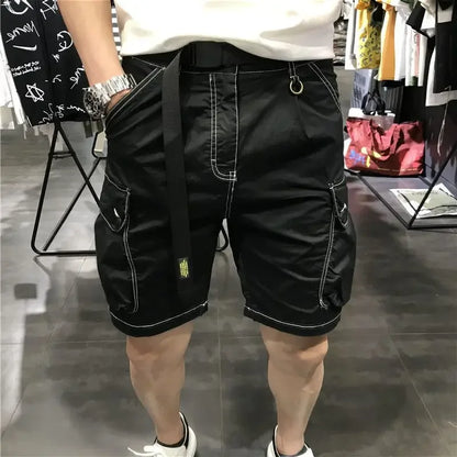 Male Bermuda Short Pants Black Men's Cargo Shorts Button with Pockets Homme Baggy Streetwear Harajuku Loose Y2k Big and Tall