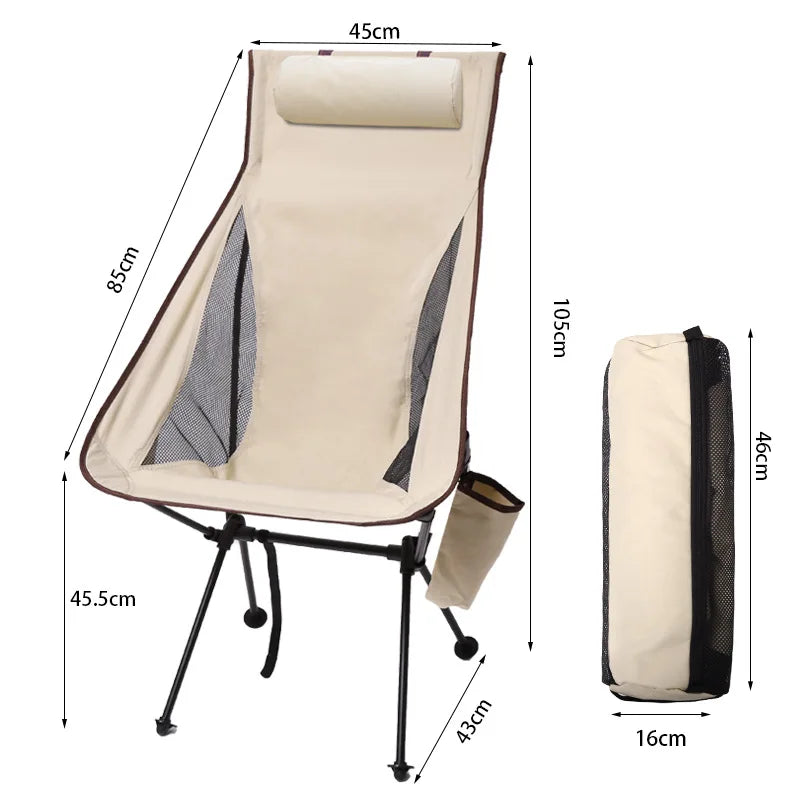 Camping high back moon chair ultra light aluminum alloy fishing picnic barbecue chair portable beach camping leisure chair