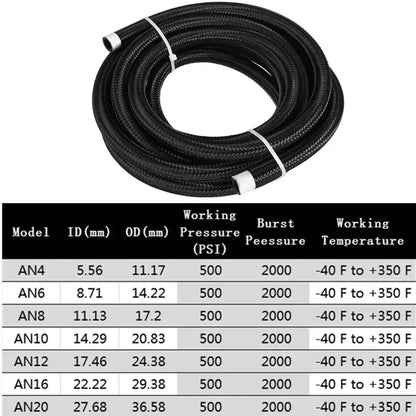 8 Meters 26FT AN4 AN6 AN8 AN10 Universal Car Fuel Hose Oil Gas Line Nylon Steel Braided Radiator Cooler Brake Hose CPE Pipe Tube