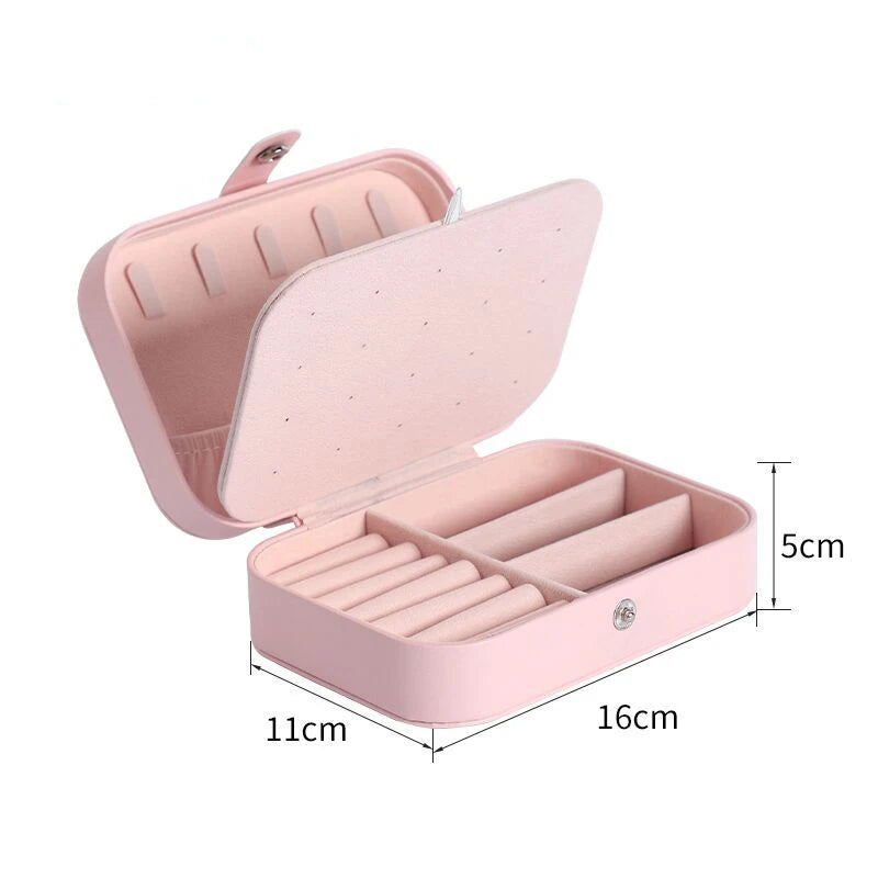 1PC, Jewelry Storage Box, Material: Main Plastic + Leather + Flannel, Color Divided Into: Black, White, Pink, Blue.