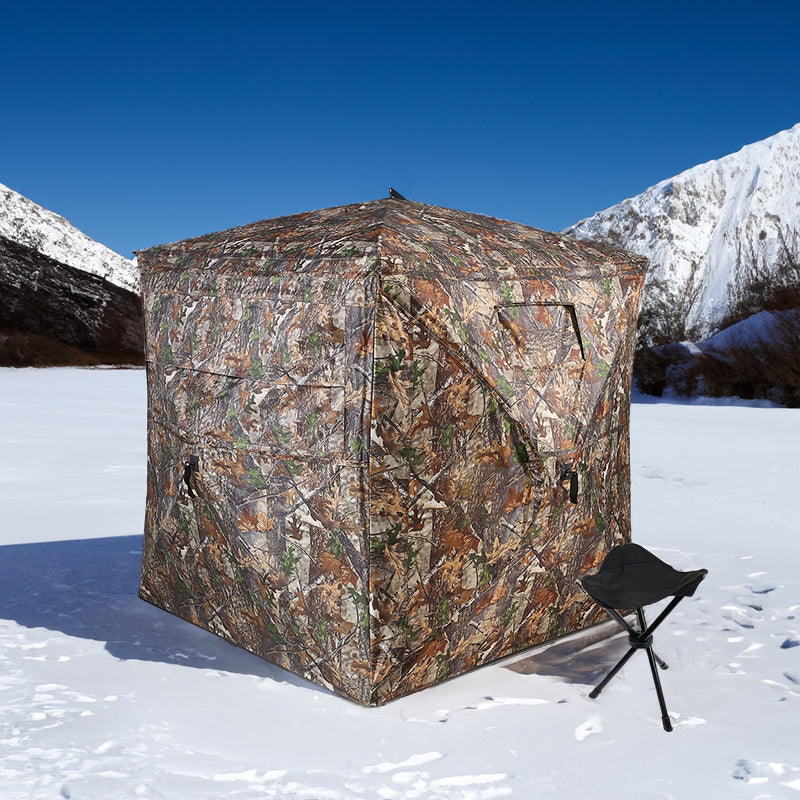 Outdoor See-Through Camouflaged Hunting Blind - Pop-Up Camo Tent for Hunting