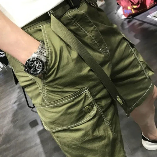 Male Bermuda Short Pants Black Men's Cargo Shorts Button with Pockets Homme Baggy Streetwear Harajuku Loose Y2k Big and Tall