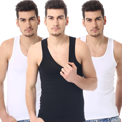 Men's solid color basic cotton narrow shoulder vest fashion casual men's T-shirt sports fitness Joker round neck youth vest