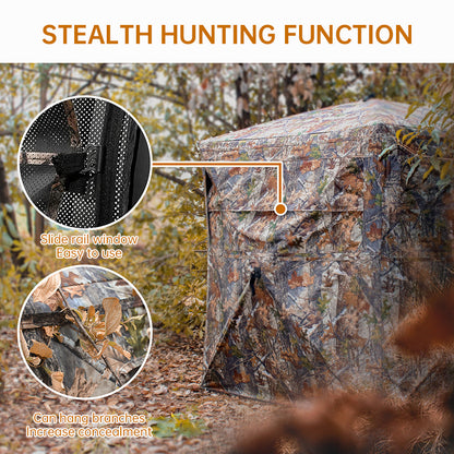 Outdoor See-Through Camouflaged Hunting Blind - Pop-Up Camo Tent for Hunting