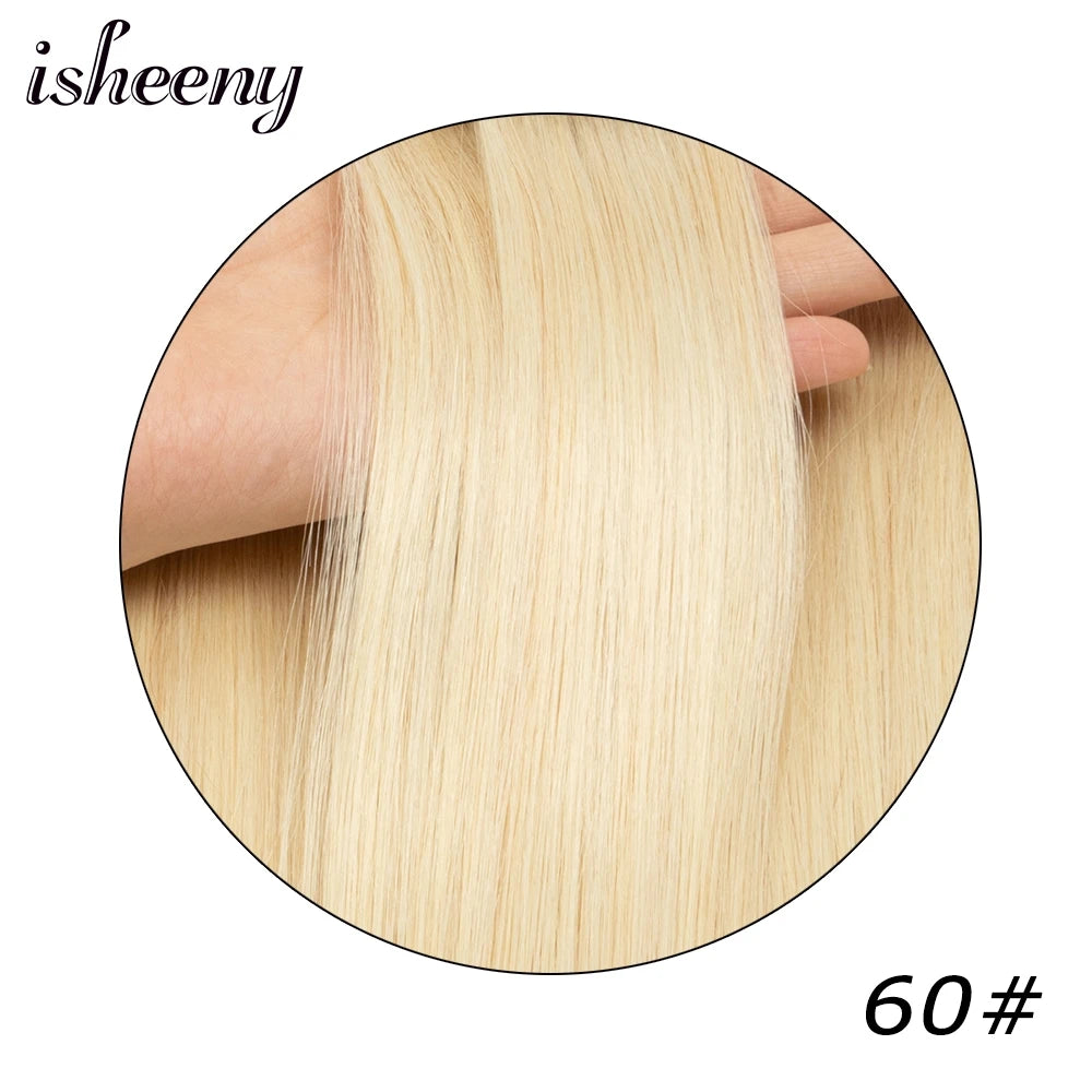 isheeny Invisible Clip in Hair Extensions Human Hair 12-22 inches 8pcs/set Natural Straight Clip Hair Pieces 100-120g Full Head