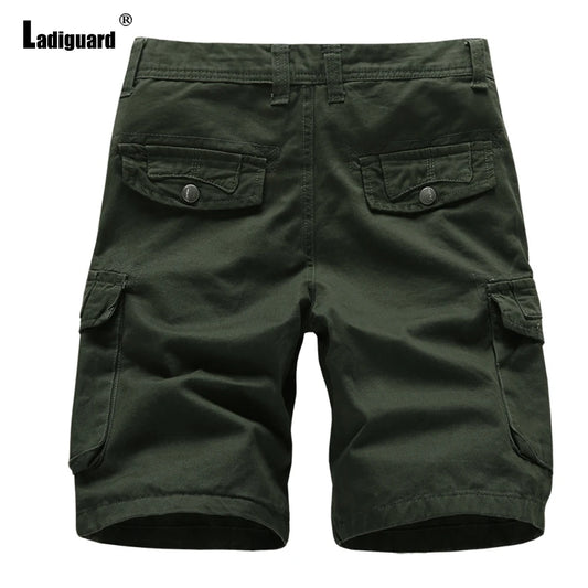 Plus Size Men Vintage Cargo Shorts 2023 American and European Fashion Zipper Pockets Shorts Mens Casual Retro Knee-Length Pants