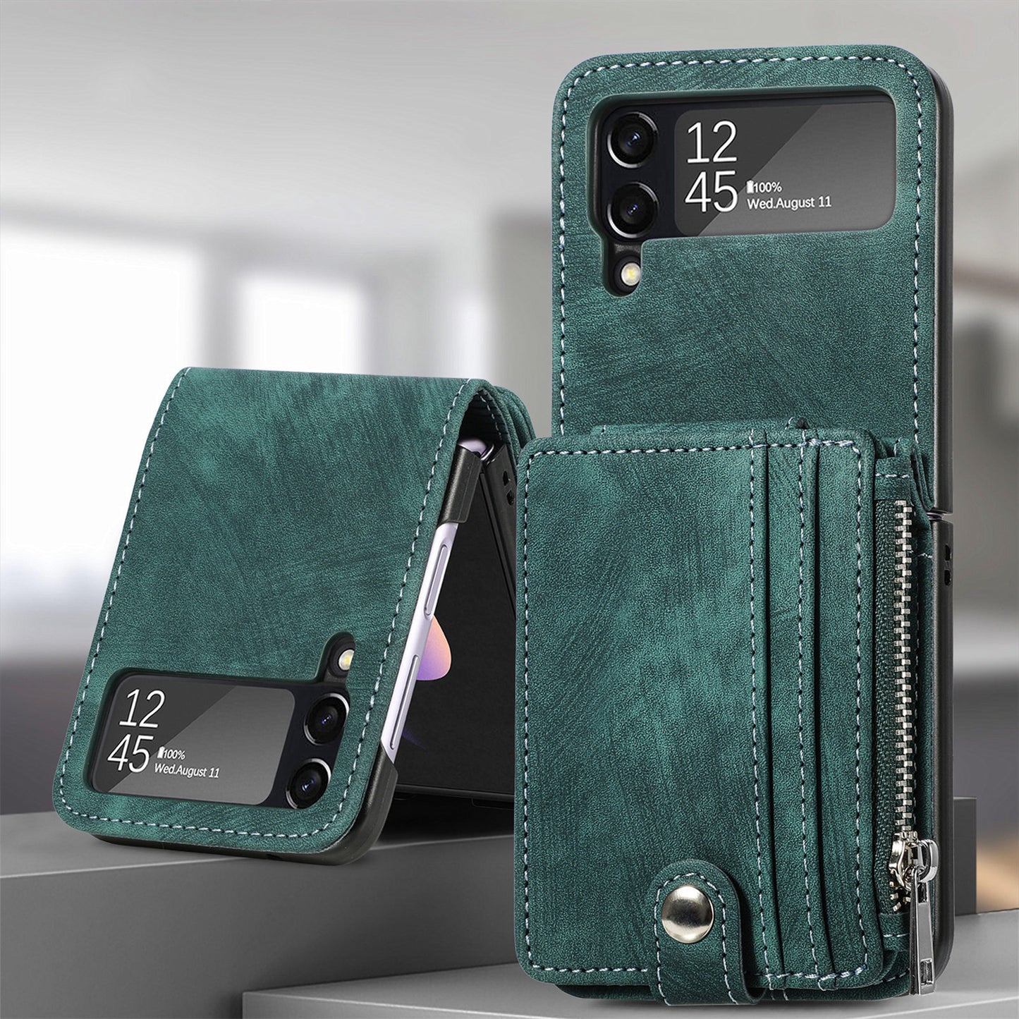 Suitable for Samsung Galaxy Z Flip4 folding phone case zipper card insertion protective cover Z Flip3 flip cover