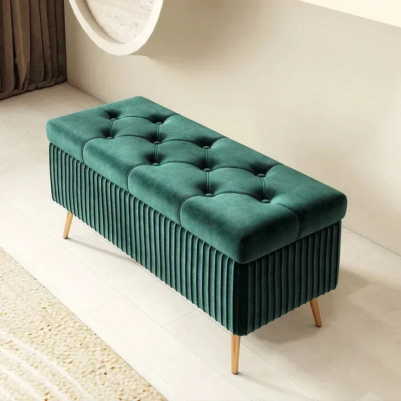 Entrance Velvet Stools for Living Room Furniture Home Ottomans Nordic Storage Bench Bedroom Shoe Changing Stools Bed End Stool