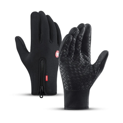 Sports Gloves Autumn Winter Men Women Motorcycle Fleece Zipper Touch Screen Warm Waterproof Cycling Windproof Non-slip Gloves