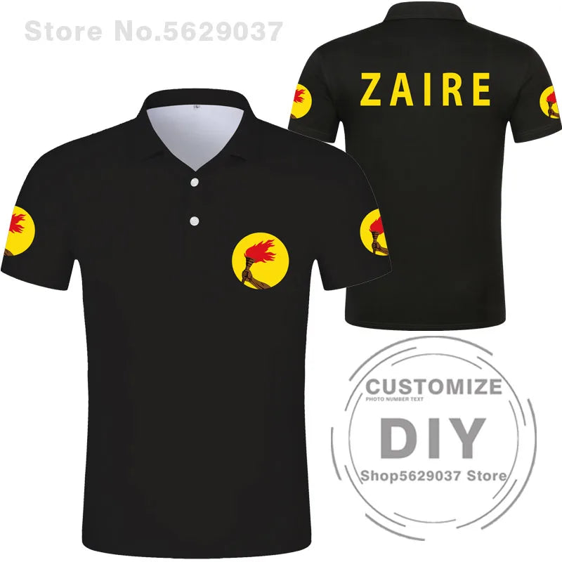 Zaire Flag 1971 1997 Polo Shirt Democratic Republic Of Congo Customized  Sports Polo Shirt Flag Polo Shirt Print Photo Clothes