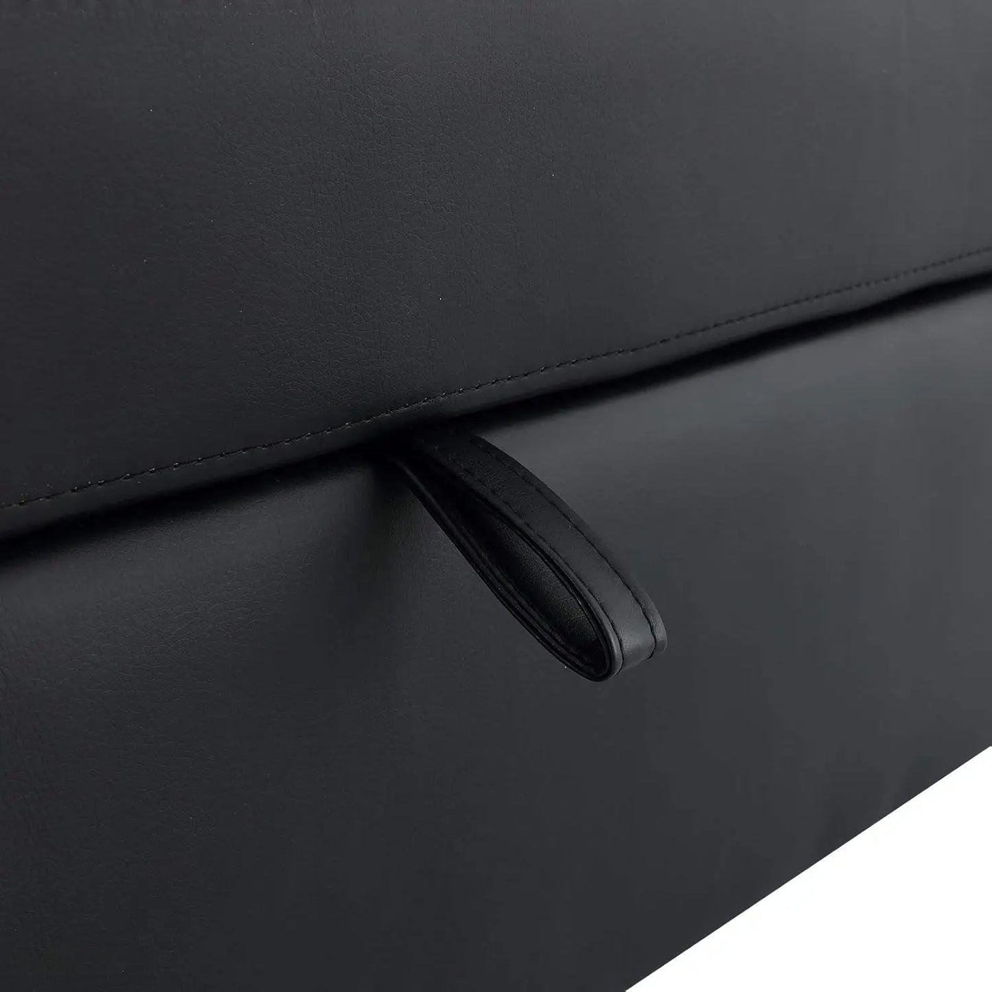 45 inch Faux Leather Storage Bench Ottoman Rectangular Leather Bench with Storage Black Ottoman with Hydraulic Rod