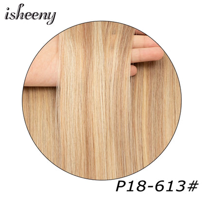 isheeny Invisible Clip in Hair Extensions Human Hair 12-22 inches 8pcs/set Natural Straight Clip Hair Pieces 100-120g Full Head