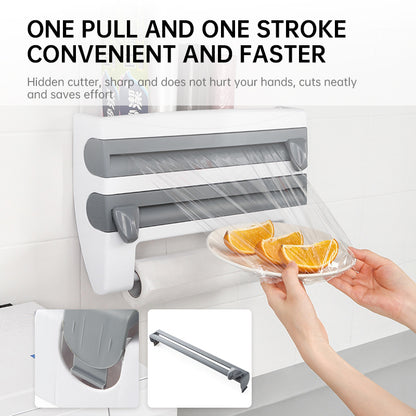 3-in-1 Wall Kitchen Roll Holder, with Upgraded Magnetic Suction Cup, for Foil, Cling Film, and Aluminium Foil Dispensing