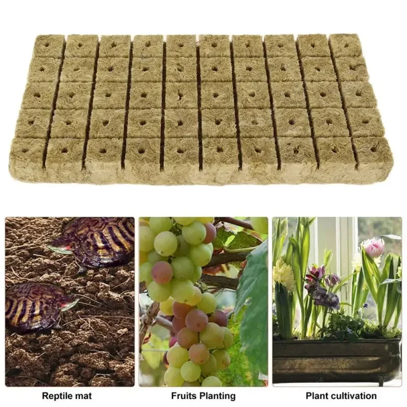 100/50x Stonewool Hydroponic Grow Media Cubes Garden Seedling Block Water Cultivation Seed Sowing Germination Culture Substrate