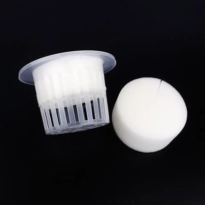 50pcs White Mesh Cup Sponge Garden Vegetable Soilless Cultivation Growing Media Hydroponic Grow System Baskets Planting Sponge