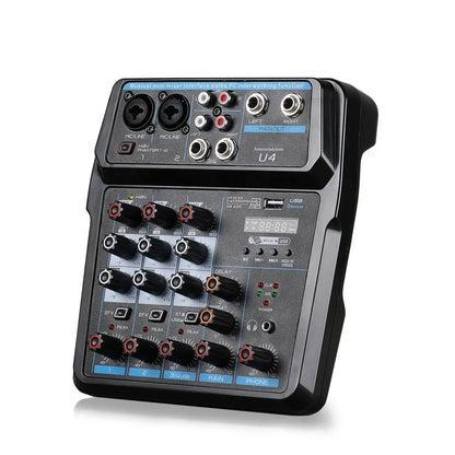 Mini USB Digital Audio Mixer Console Controller with Reverberation 4 Channel Home Computer Live Broadcast