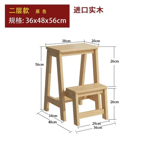 Innovative Multifunctional Household Ladder: Solid Wood Folding Storage, Dual-Use Ladder Chair, Climbing Stool for Home