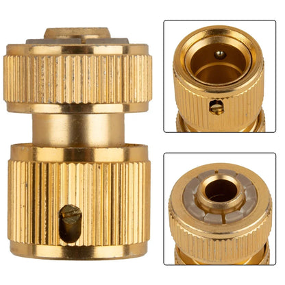 1/2" Garden Brass Hose Connector Watering Water Hose Pipe Tap Adaptor Quick Release Fitting Gardening Irrigation Car Washing